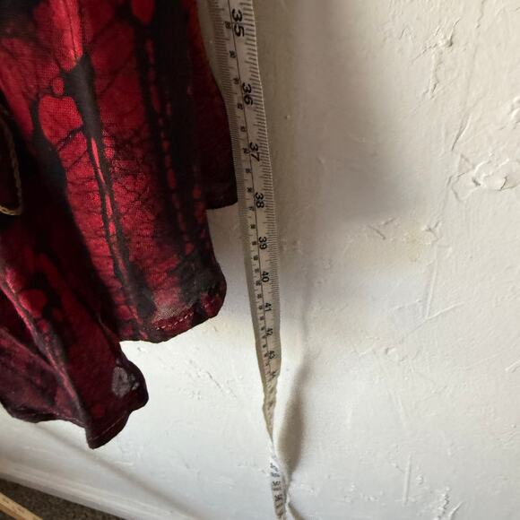 Star India Black Red Embroidered Floral Boho Handkerchief Hem Dress One size NWT - Picture 9 of 9